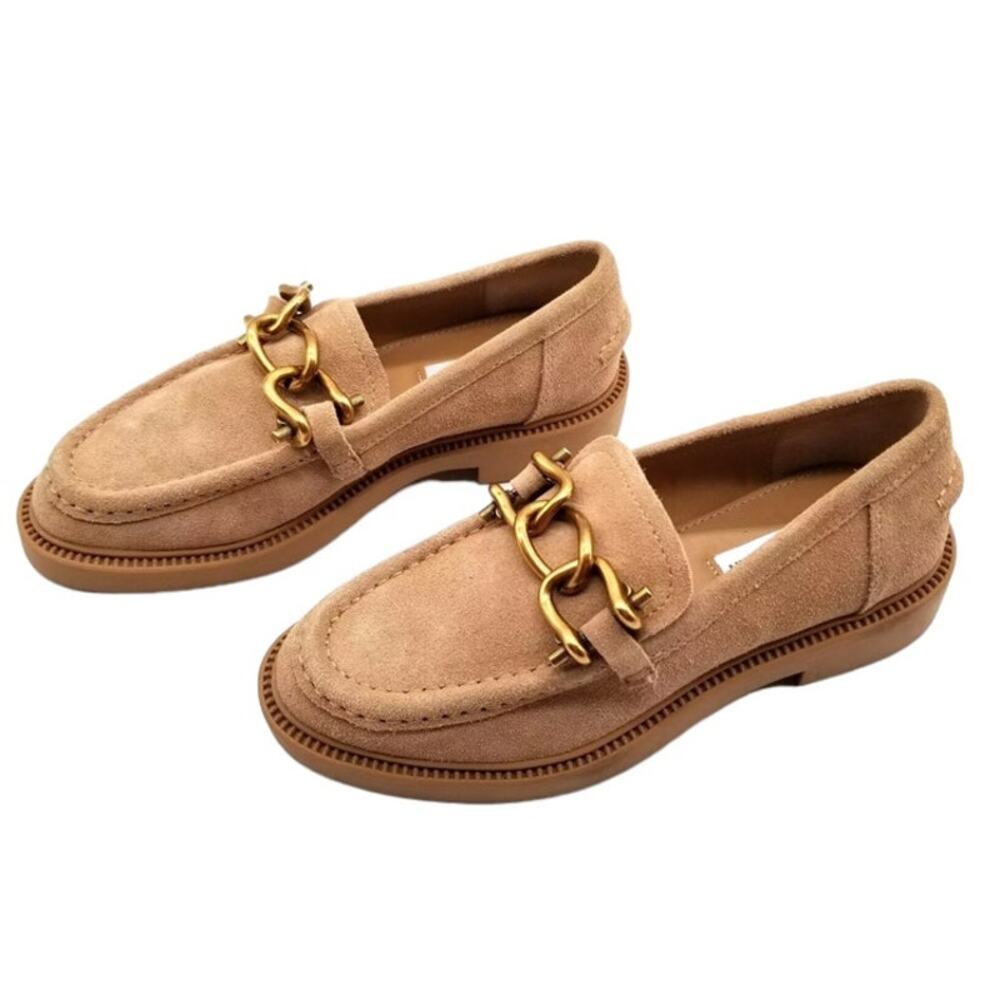 Steve Madden Karmine Suede Leather Flat Loafers Buckles Women's Shoes Size 7.5